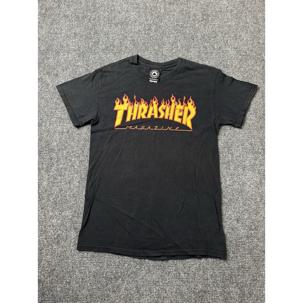 Mens Thrasher‎ Magazine Black Flame Logo T Shirt, Size S